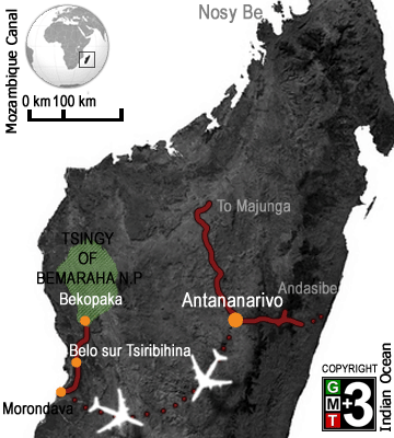 The Tsingy of Bemaraha N.P map