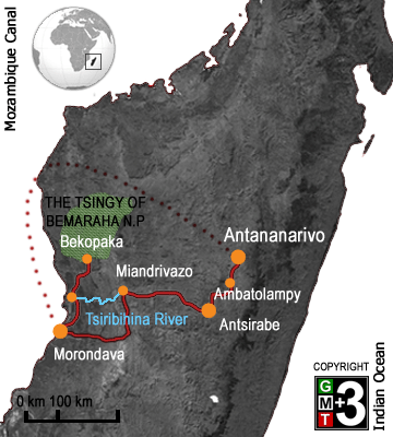 Tsiribihina & The Tsingy of Bemaraha map